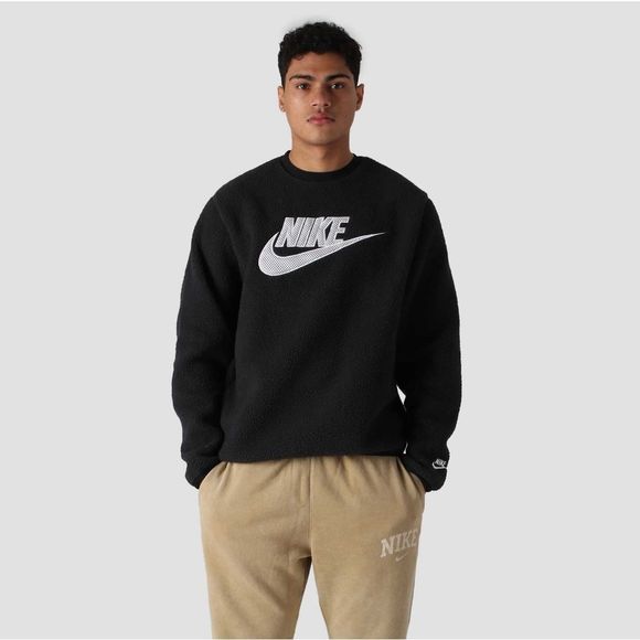 Nike Sportswear Essential Sherpa Sweatshirt Men's M Black White DD5017-010 NSW - Picture 3 of 16